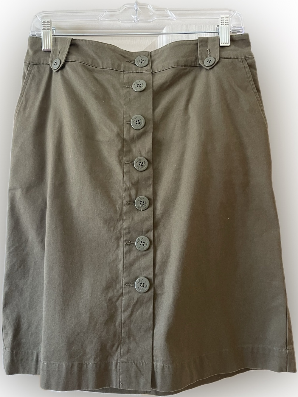 Talbots Olive Button-Front above the knee Skirt Size 8